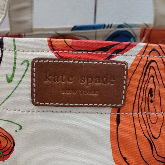 RARE Kate Spade Coal butterfly colorful orange blue large canvas tote - Picture 4 of 15
